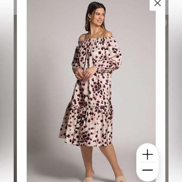 Ulla Popken dress off the shoulder animal print sz 16/18 - Picture 4 of 13